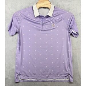 UNRL Barstool Sports Shirt Purple All Over Print Golf Polo Men's Size L